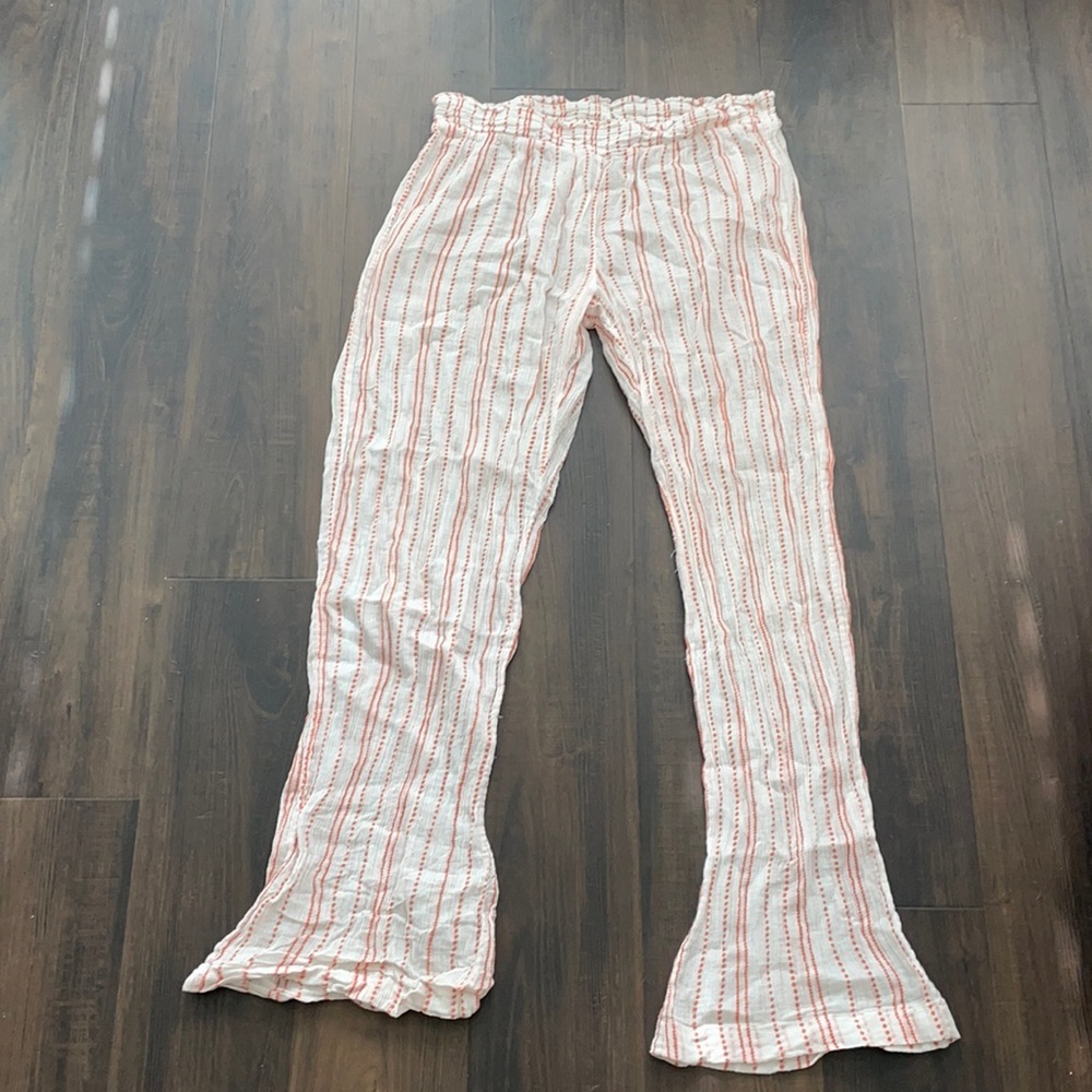 Soft Joie Sheer Lounge Pants Orange White Medium Beach Coverup